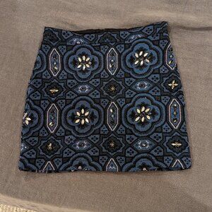 RW&Co Mini Skirt in Blues with Gems